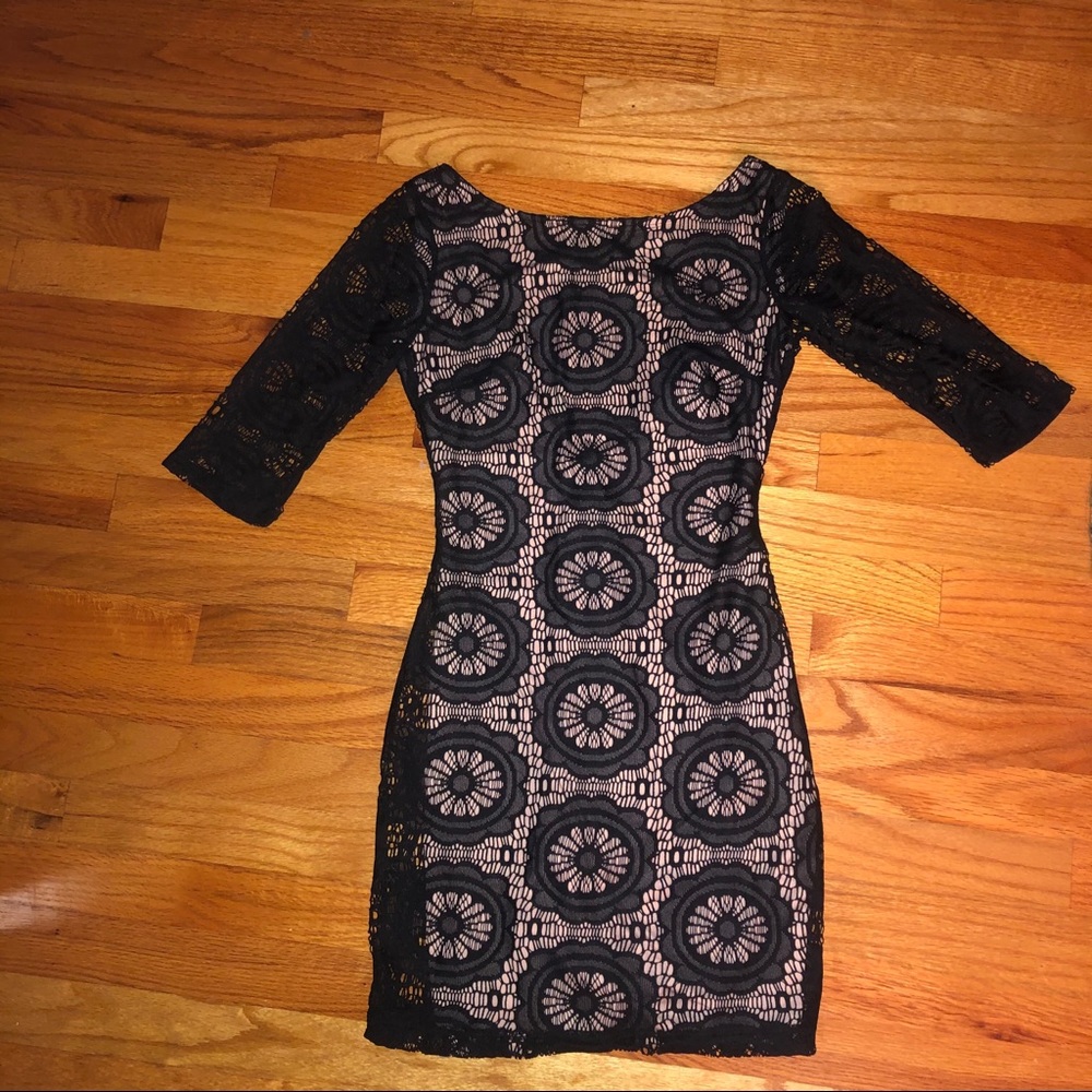 Mini Bodycon Dress Nude and Black